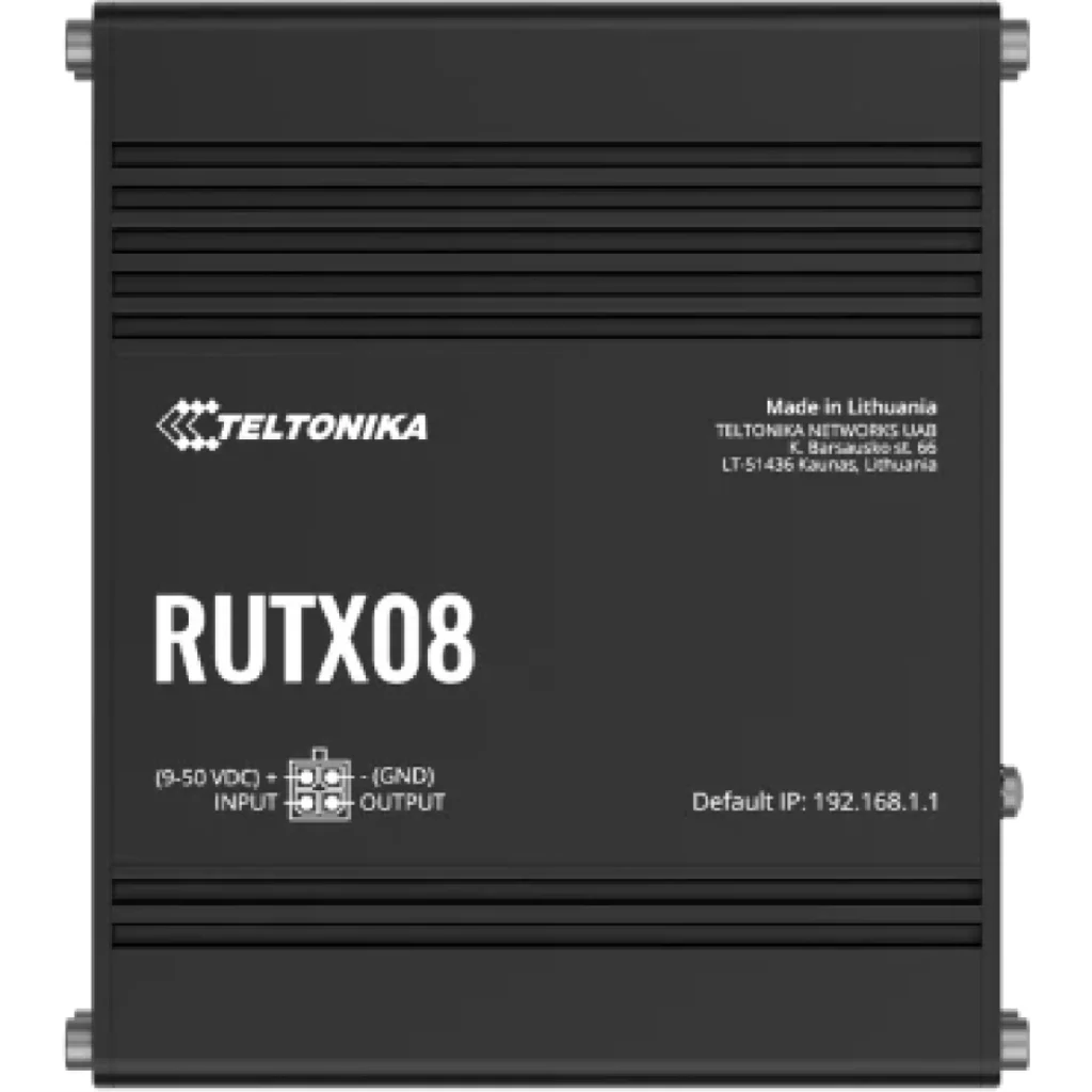 Teltonika Router industrial Ethernet con VPN y funciones avanzadas de seguridad para redes críticas.