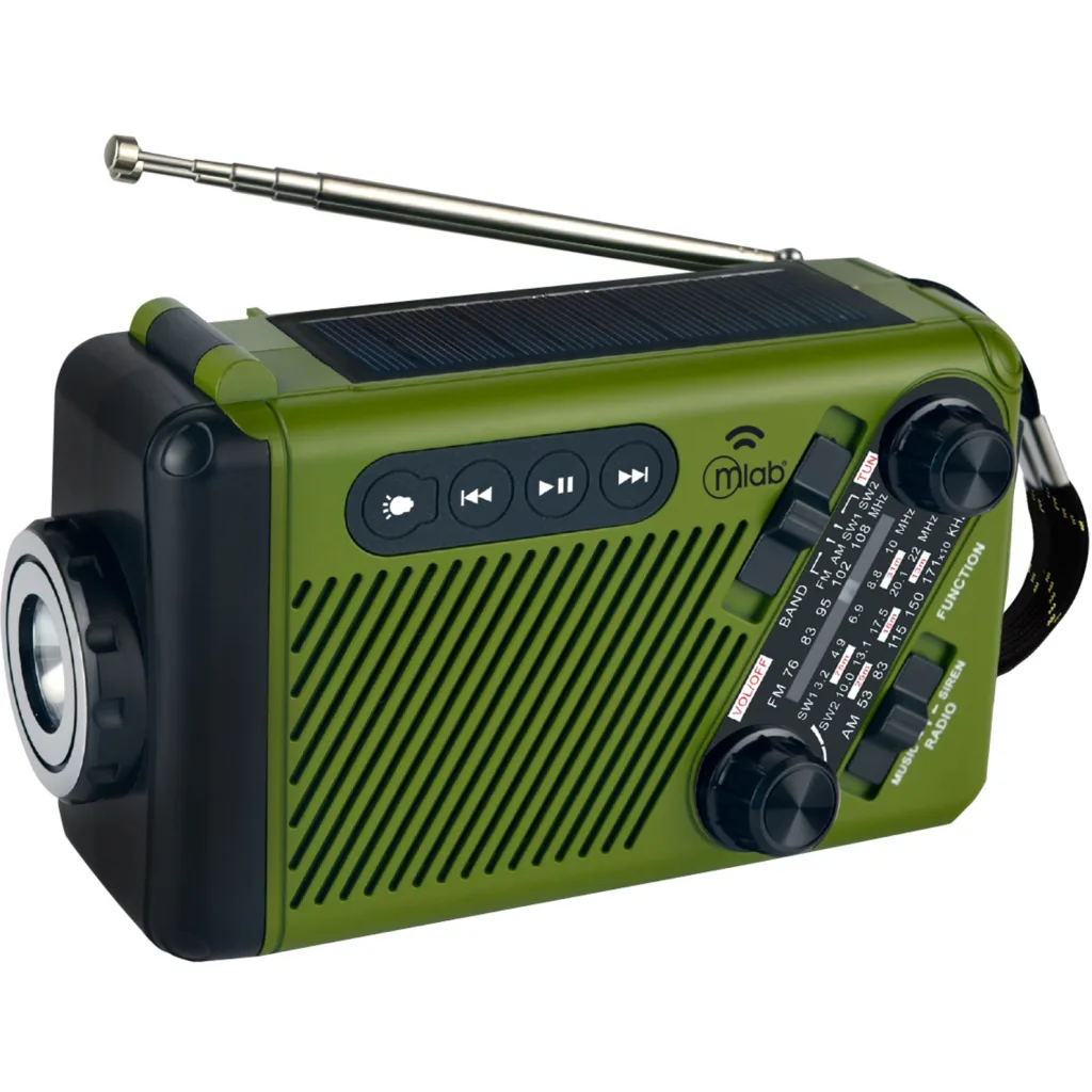 MLAB RADIO EMERGENCIA DINAMO SOLAR LAMPARA RECARGABLE ALERT INCIDENT GREEN