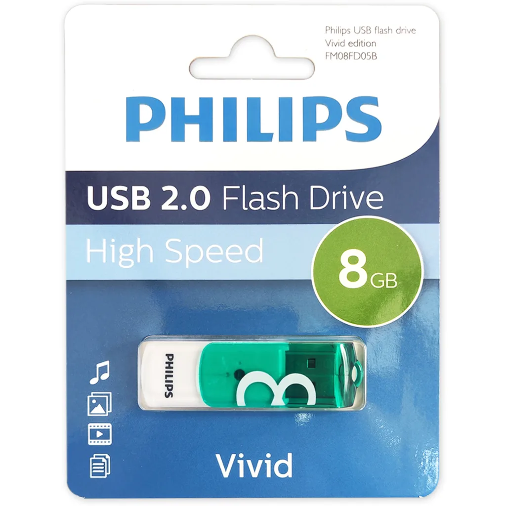 Imagen 0 de PHILIPS PENDRIVE VIVID 8GB (verde) 2.0 FM08FD05B/97