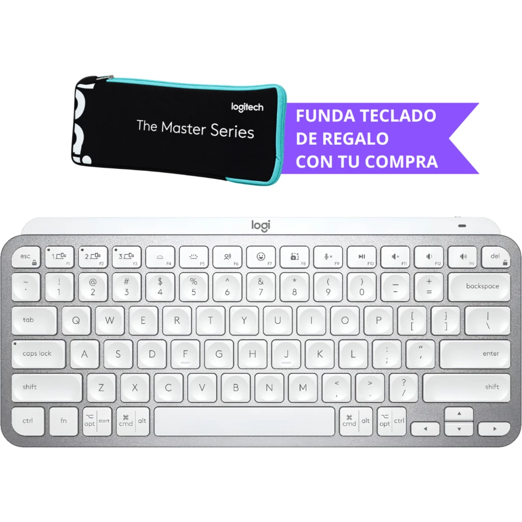 Teclado Español iluminado Bluetooth Logitech MX Keys Mini Blanco + Regalo