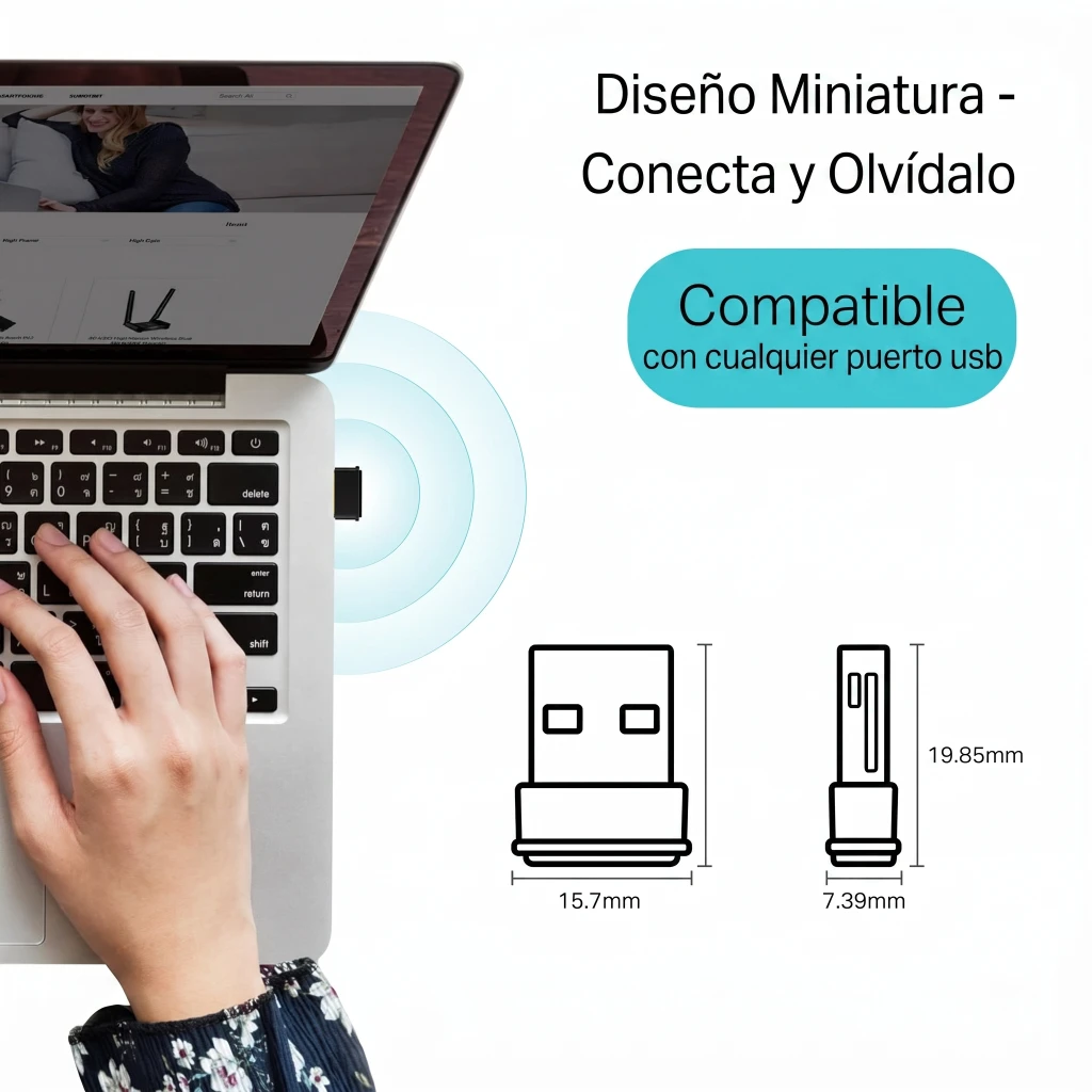 Imagen 1 de Adaptador de Red Nano USB TP-Link Archer T3U USB 2.0 Wi-Fi 5