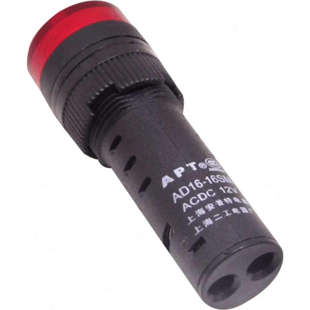 Imagen 1 de Rojo Buzzer Luz Piloto LED 12VDC/AC 15mm-diam 19mm-cabeza 55mm-altura