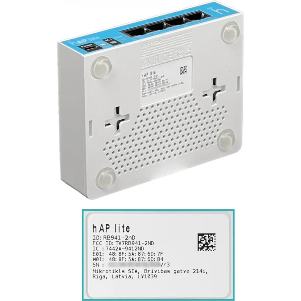 Imagen 1 de Router Mikrotik 650MHZ 32MB 4-100 2,4GHZ 2X2 L4 ANTENAS-INTERNAS RB941-2ND-TC