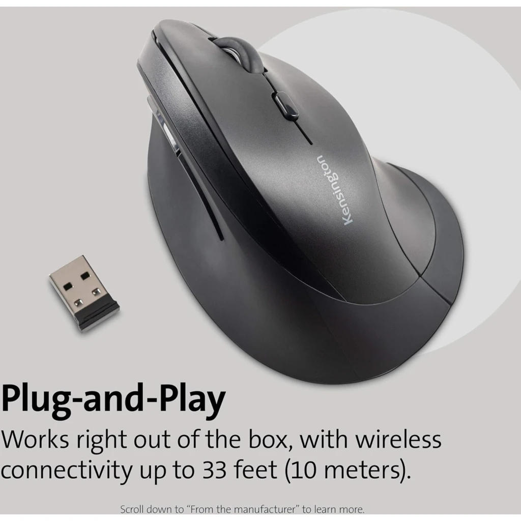 Imagen 4 de Mouse Ergonómico Inalámbrico Kensington Vertical Óptico 2400dpi 6 Botones Negro
