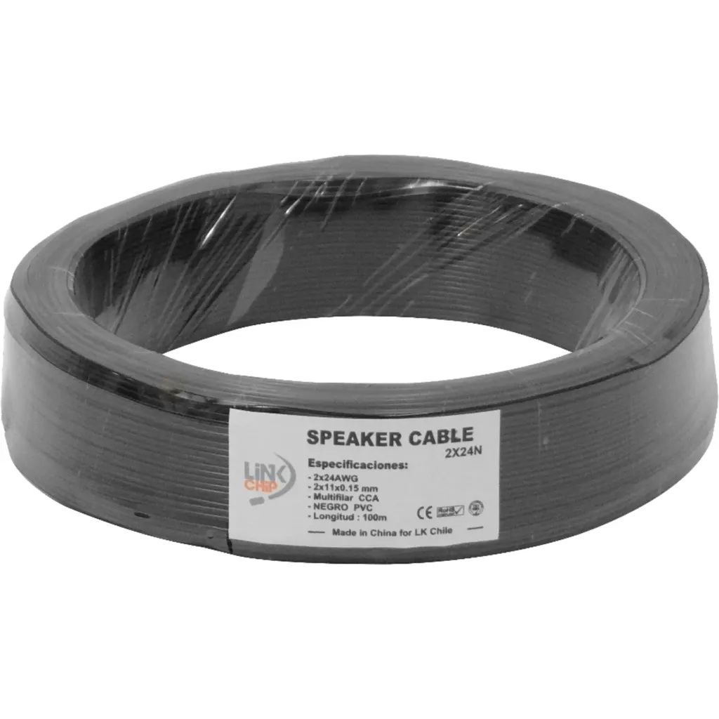 Imagen 1 de 2x24AWG CCA 100mts Cable PVC Negro Paralelo Multifilar 11x0,15mm