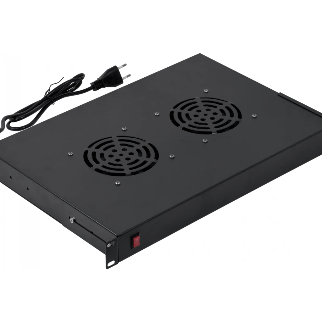Imagen 0 de 1U con 2 Ventiladores Negro c/Switch-Encendido 220VAC - Linkmade RAT-1L