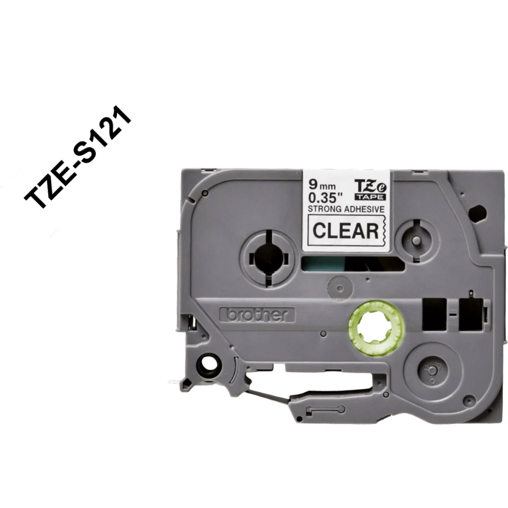 CINTA BROTHER Tze-S121 9MM BLACK ON CLEAR 