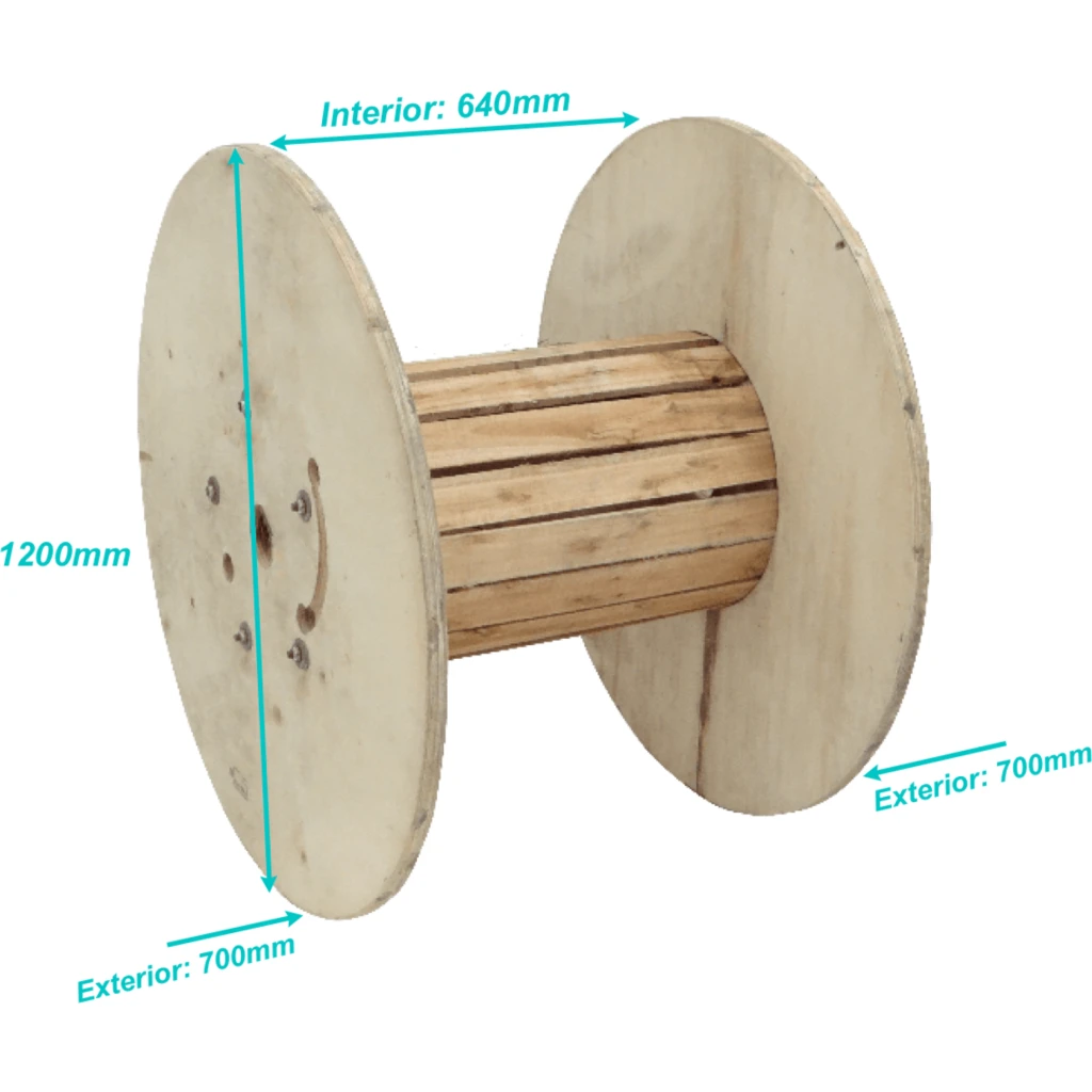 Imagen 1 de Diametro-120cm Ancho-70cm Carrete Vacio Madera p/Cable de Fibra Optica