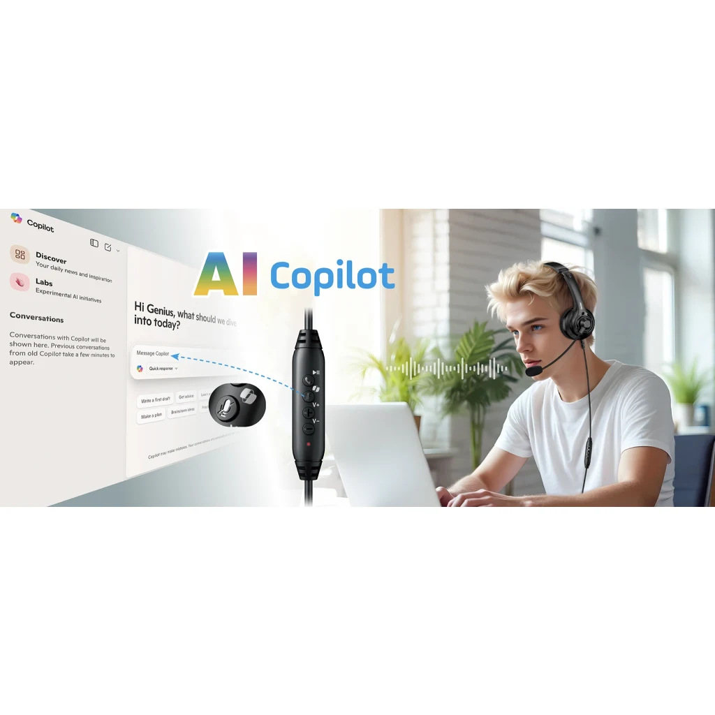 Imagen 4 de GENIUS HEADSET USB COPILOT CABLE 2,4MT-HS-235U
