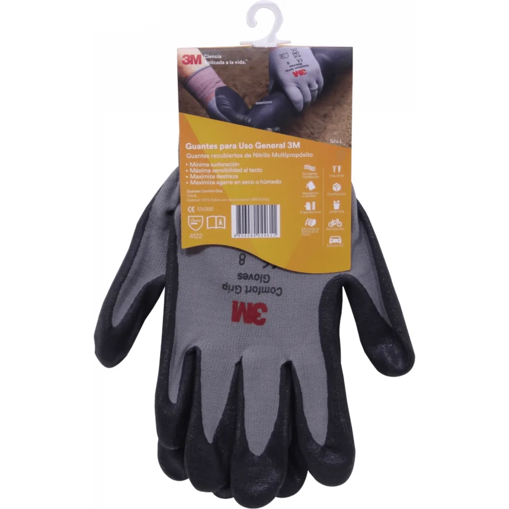 Imagen 2 de 3M Talla-L(9) Espuma Nitrilo Fibra Nylon Par Guantes