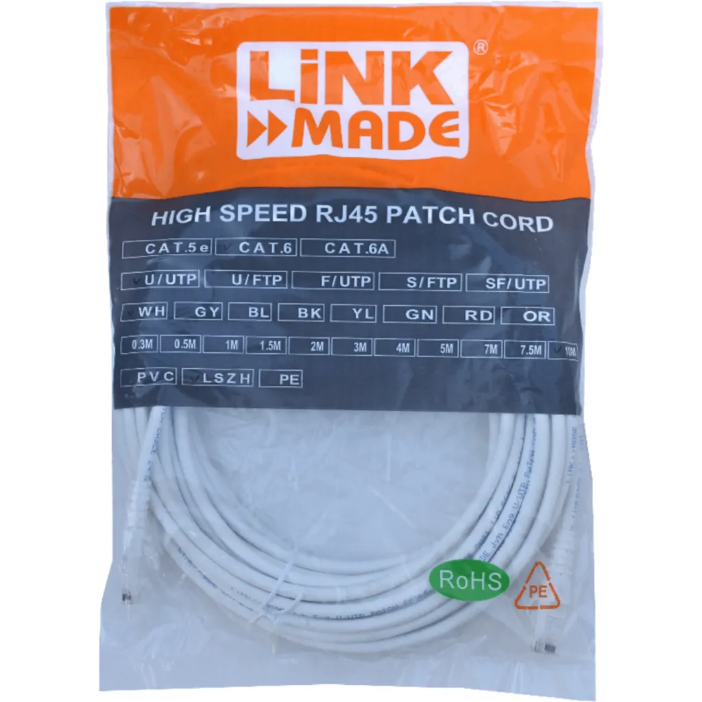 Imagen 2 de Cable de Red Linkmade Cat6 LSZH U/UTP Inyectado Multifilar 10mts BLANCO