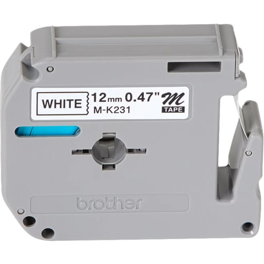 Imagen 1 de Cinta Rotuladora Brother M-231Negro sobre Blanco 12mm 8mts PT-90/100/110 PT70/80