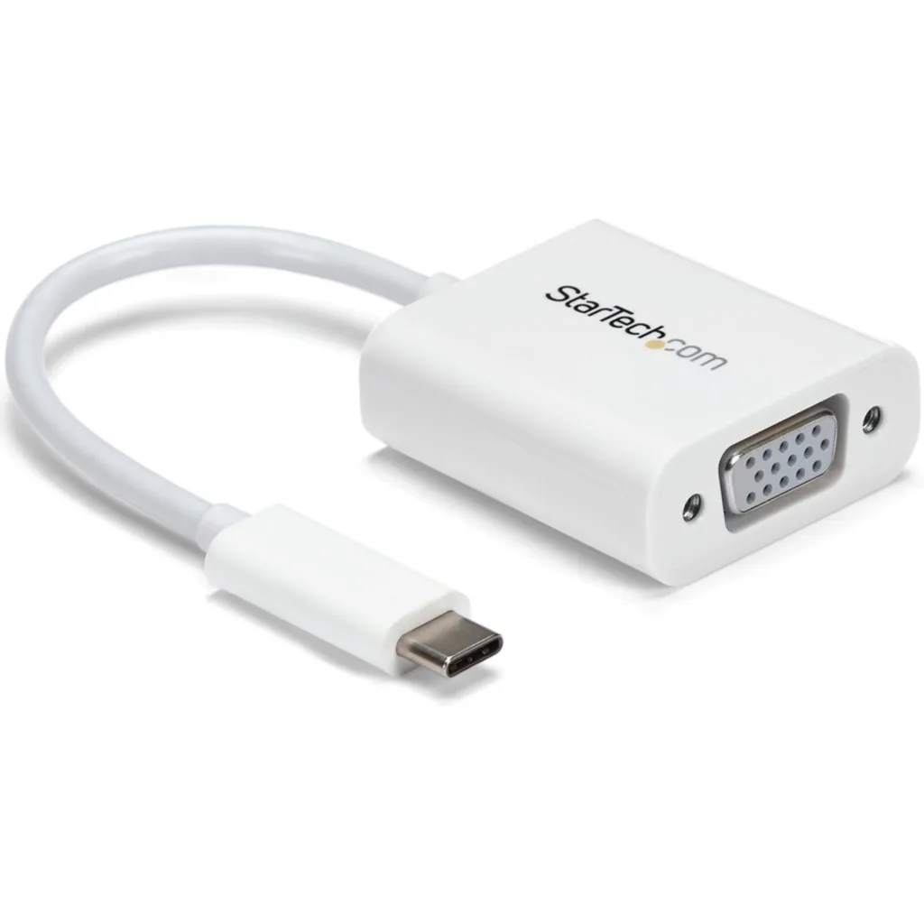 Adaptador Gráfico USB-C a VGA USB 3.1 Tipo-C Color Blanco Resolucion 1920*1200