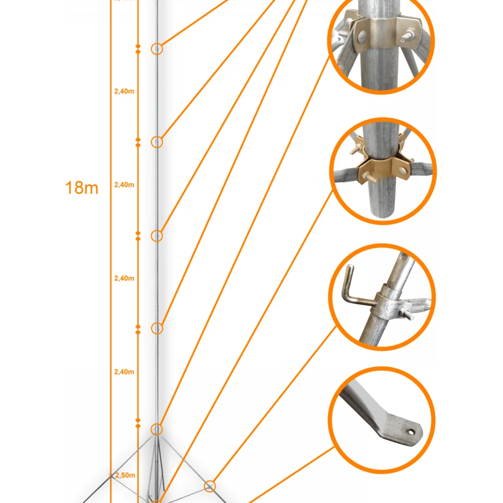 Imagen 1 de LINKMADE 17mt Mastil Liviano Telescopico Galvanizado No-req-piola