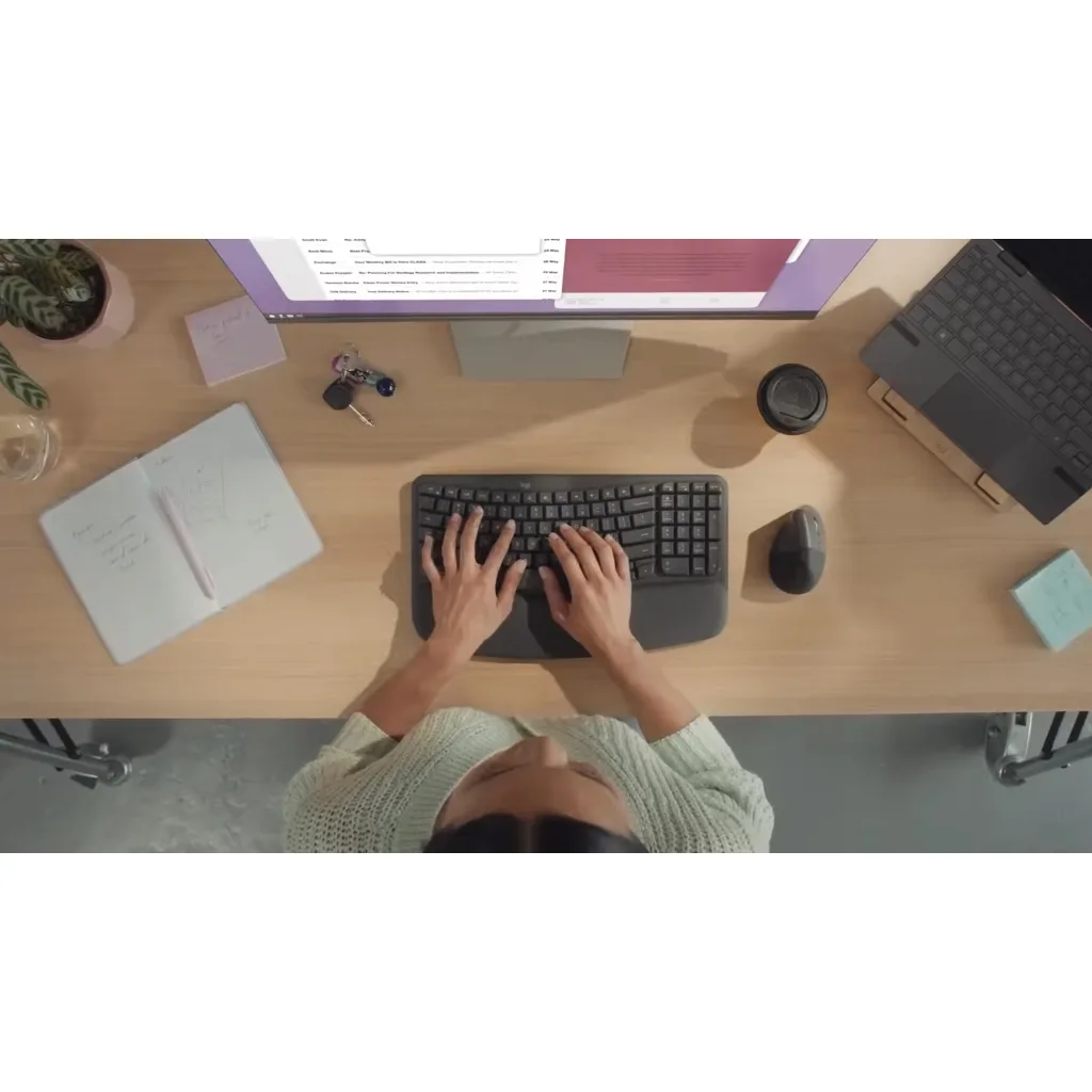 Imagen 7 de Teclado Inalámbrico Erogonómico Logitech WAVE KEYS RF+BT QWERTY Español Blanco