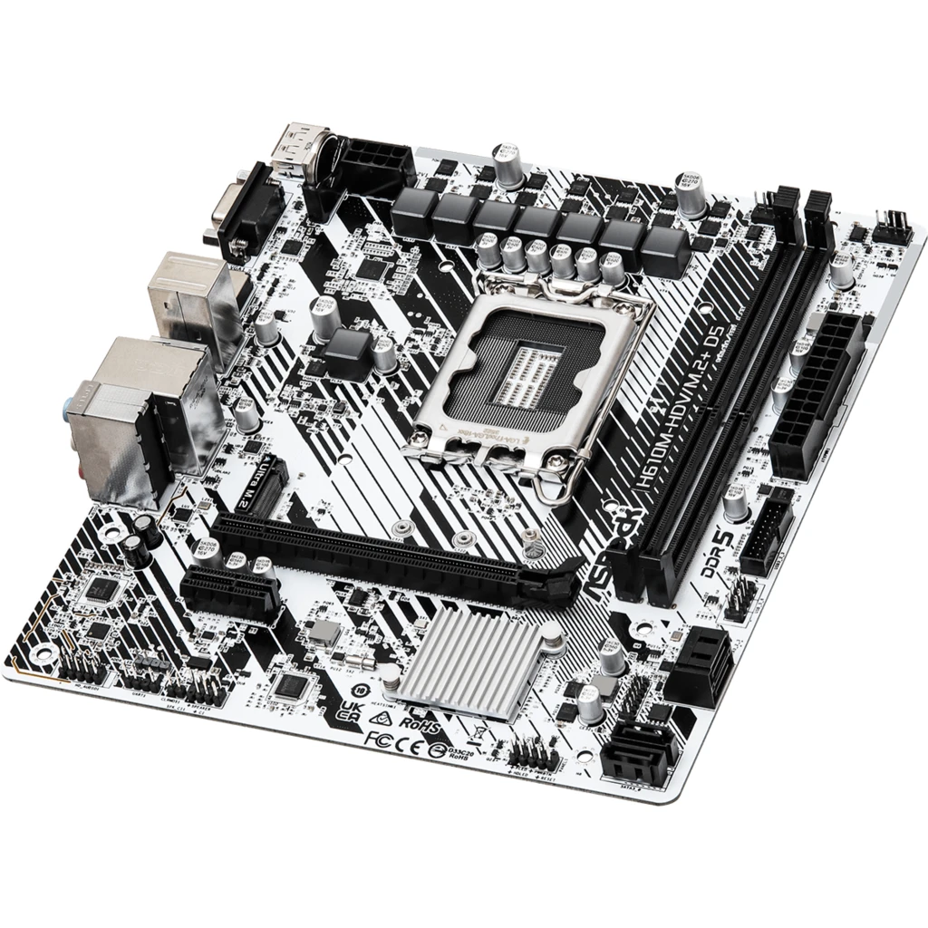 Imagen 2 de Tarjeta Madre ASRock H610M-HDV/M.2+ D5 LGA1700 2*DDR5 M.2 DP HDMI VGA mATX