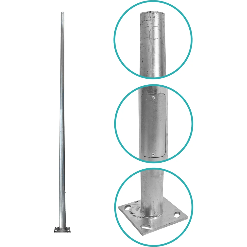 Imagen 3 de Poste Conico 4mt 3mm Base-250x250x12mm no-inc-Canastillo Cono-120/60mm