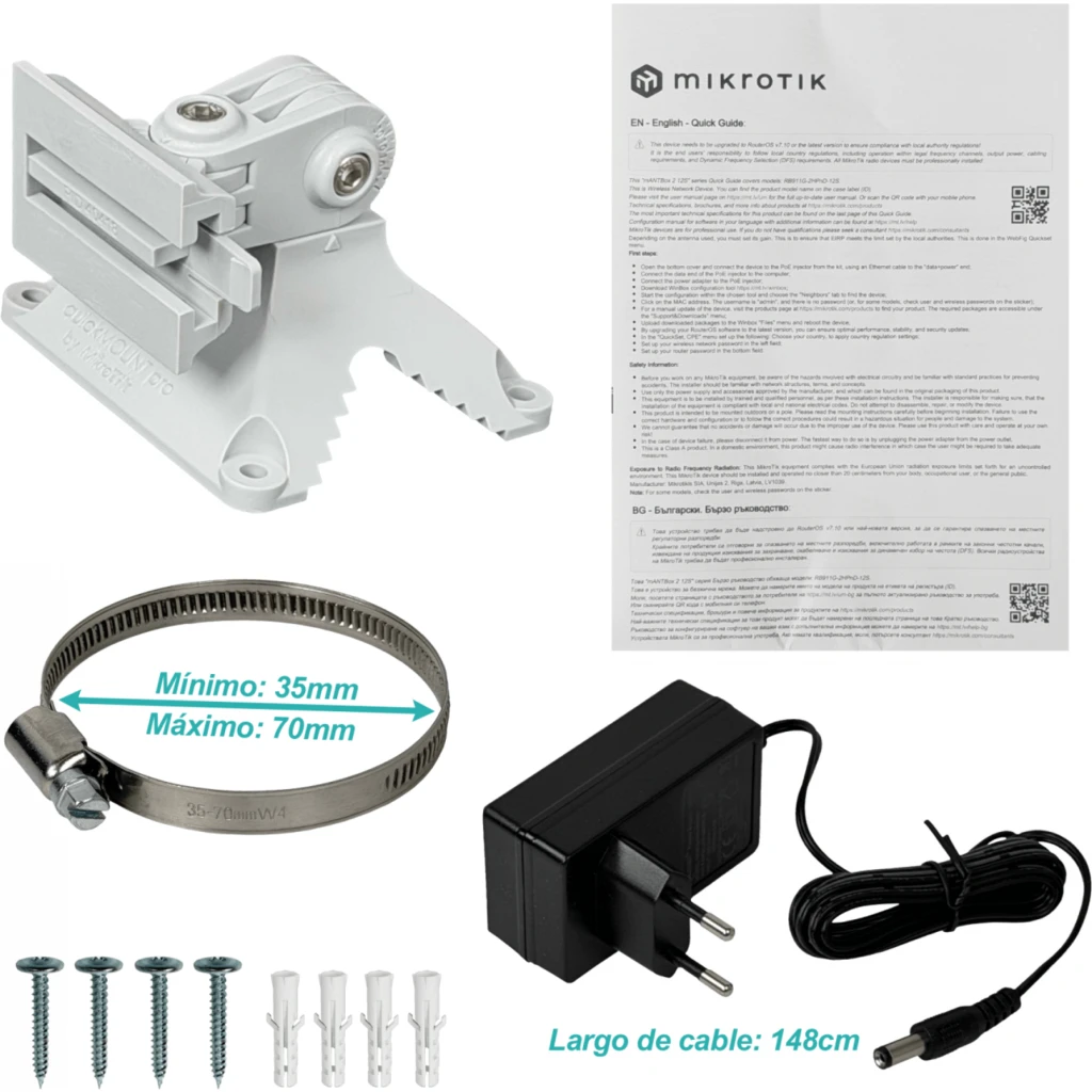 MIKROTIK 1-1000 12dBi 120o 2,4GHz 30dBm inc24V L4 RB911G-2HPnD-12S