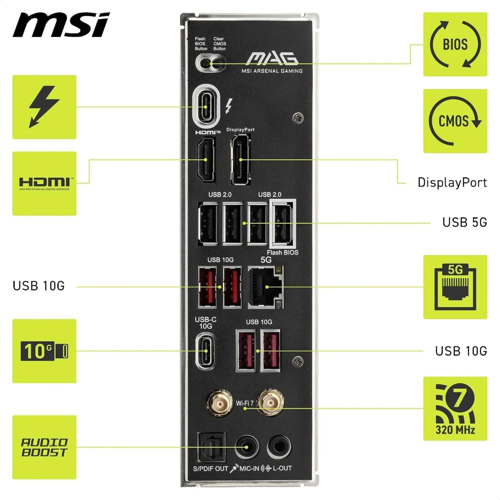 Imagen 5 de Tarjeta Madre MSI MAG B860 TOMAHAWK WIFI LGA1851 4*DDR5 HDMI DP WIFI7 ATX