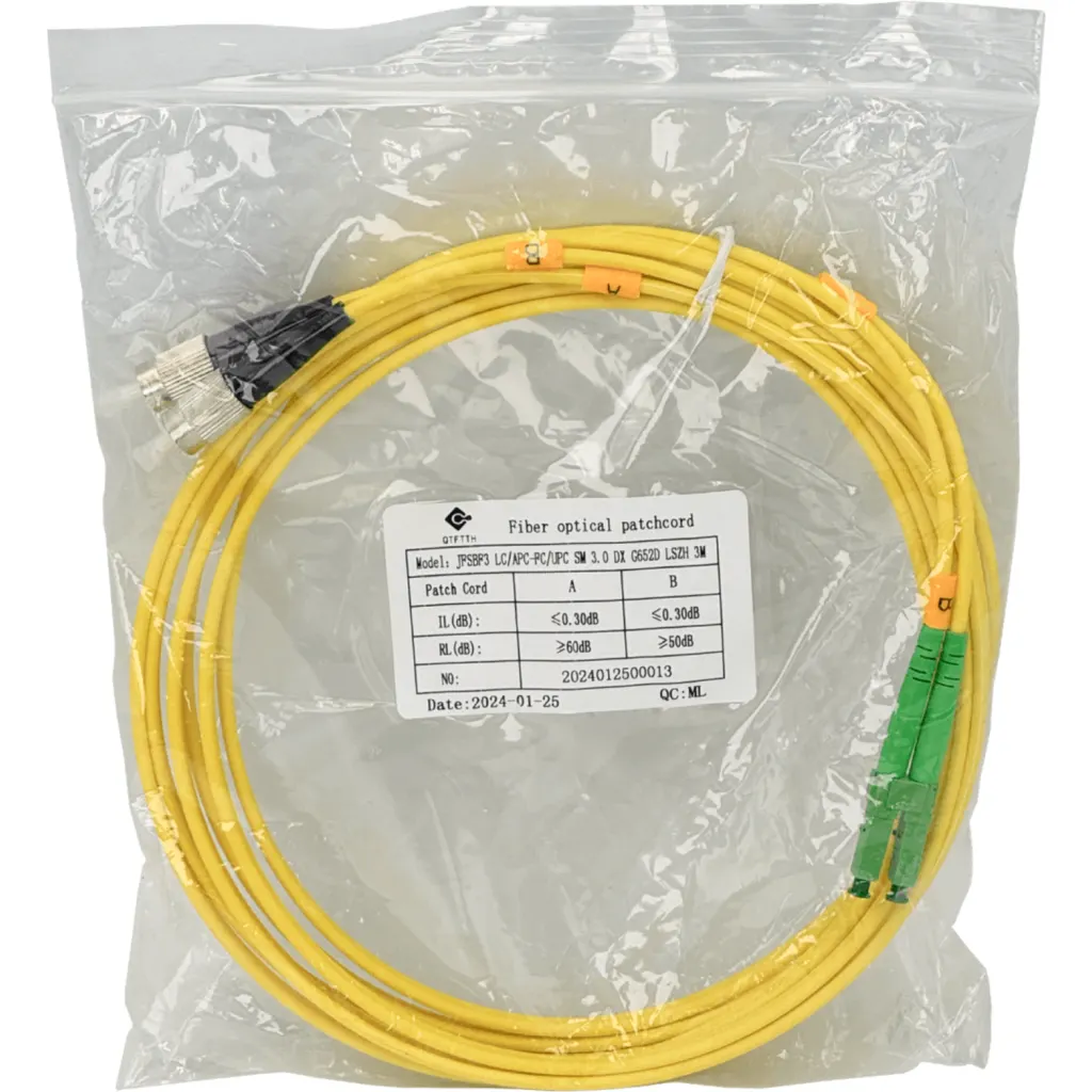 Imagen 1 de 3mt LC/APC-FC/UPC MonoModo SM Duplex Jumper Cable Fibra 9/125um 3mm