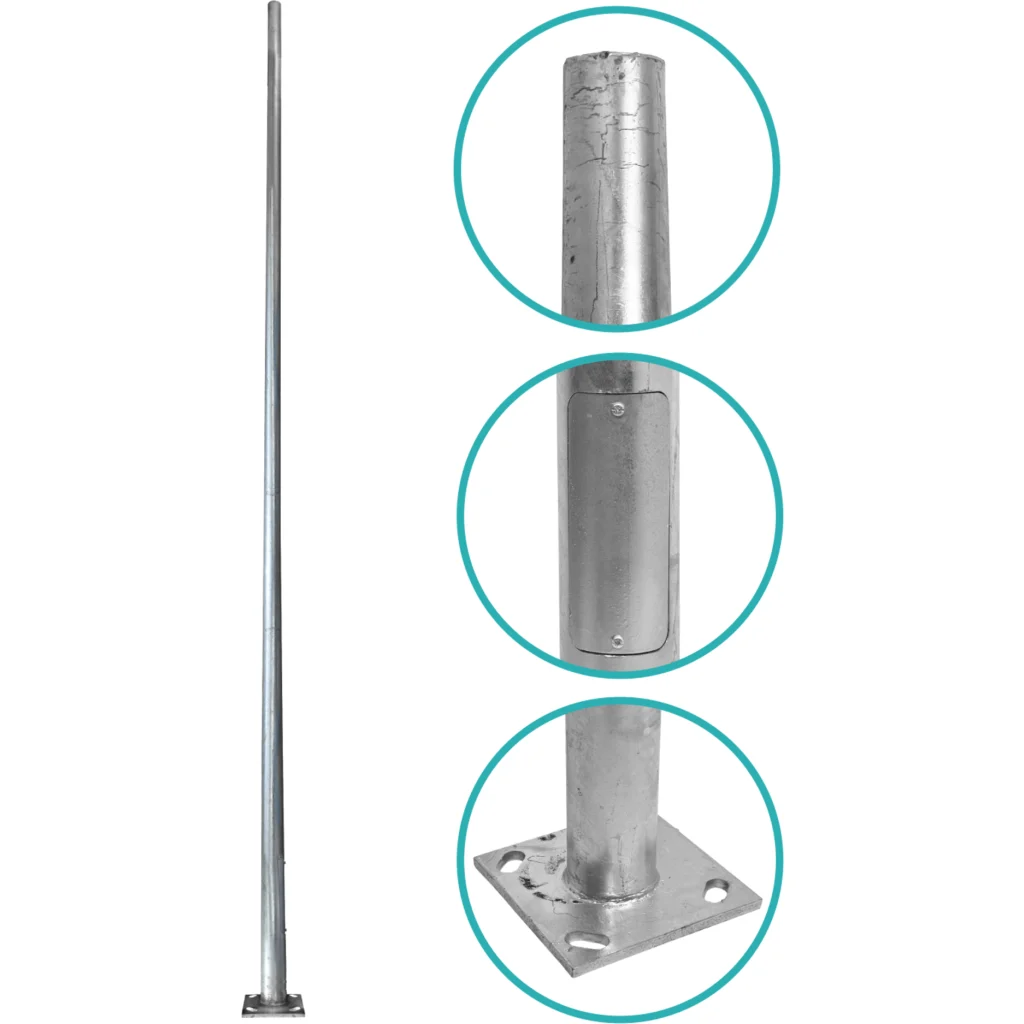 Imagen 3 de Poste Conico 5mt 3mm Base-250x250x12mm no-inc-Canastillo Cono-120/60mm