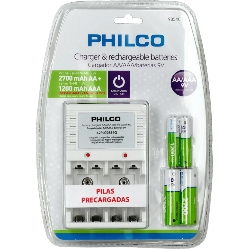 Imagen 4 de PHILCO Cargador 2-Pila-9V o 4-Pilas-AA/AAA inc-4-pilas Recargable