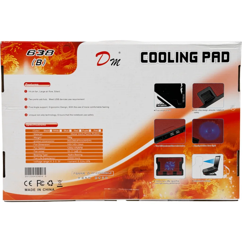 Soporte ajustable con ventilador Negro para Portatil 9-17Pulg 2-USB