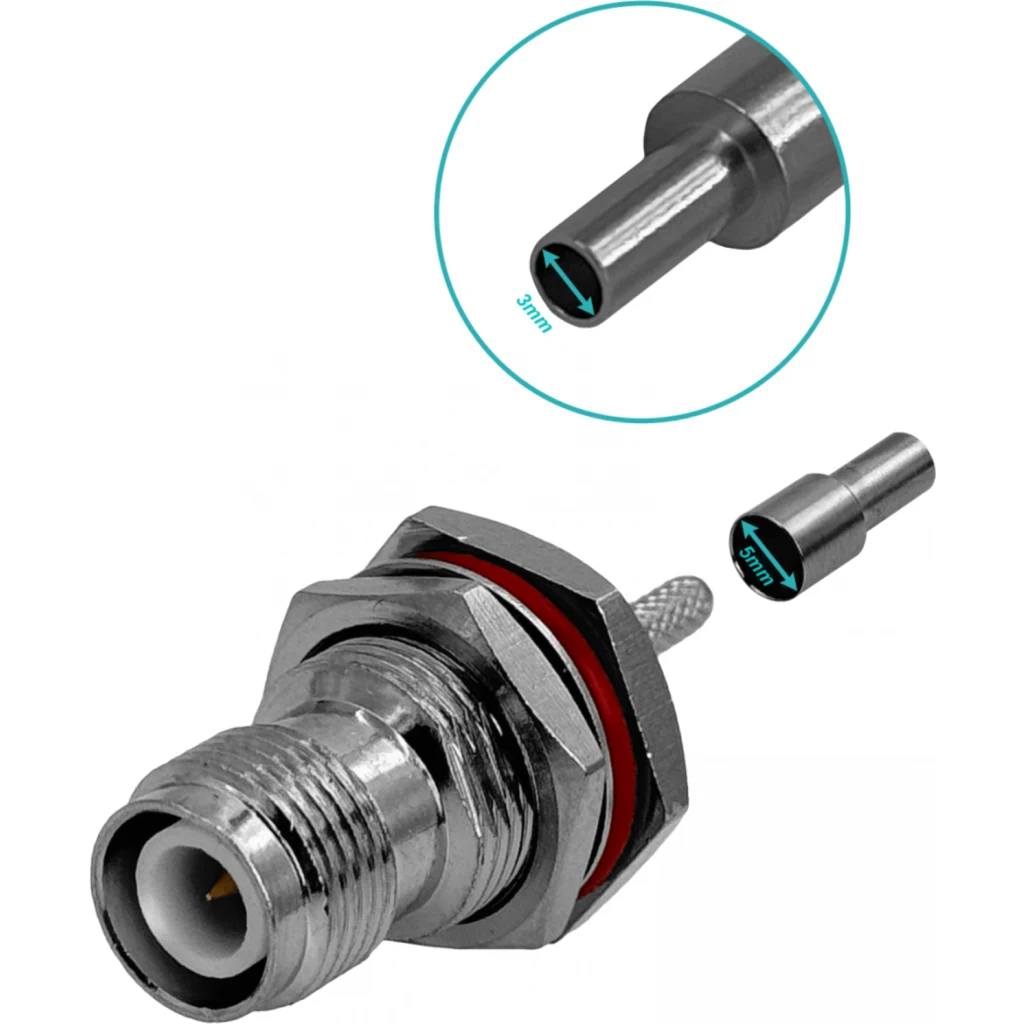 Imagen 2 de RPTNC-Hembra RG316 13mm-Diamet Panel Conector Crimpeable Coaxial CA100
