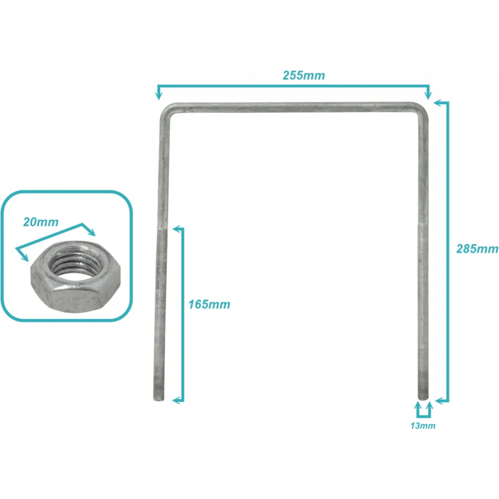 255x285x13x160mm 4xHex-21mm Abrazadera 1/2 BT para Poste