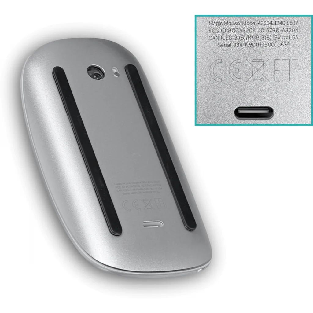 Imagen 3 de APPLE Mouse Blanco Bluetooth Inalambrico Litio Cable MXK53AM/A A3204