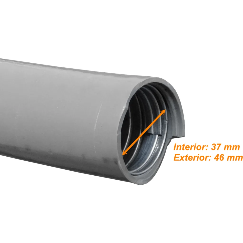 Imagen 2 de 50mm Rollo-20mts Conduit Metalico Cubierto-PVC Semi-Flex 2-Pulg