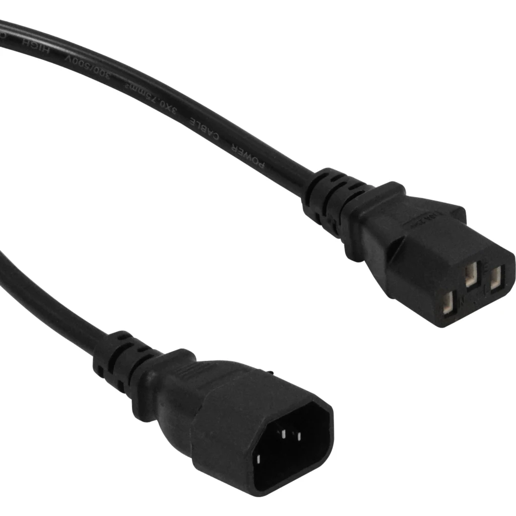 CABLE PODER 3*0,75mm2 C13-C14 6A 1.8mt MACHO-HEMBRA Color Negro