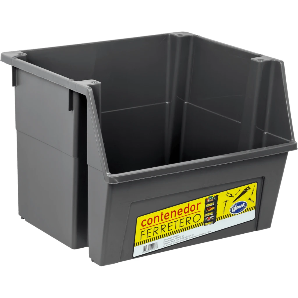 WENCO Frontal Ferretero Apilable Gris 40x45cm 34cm-Altura PP