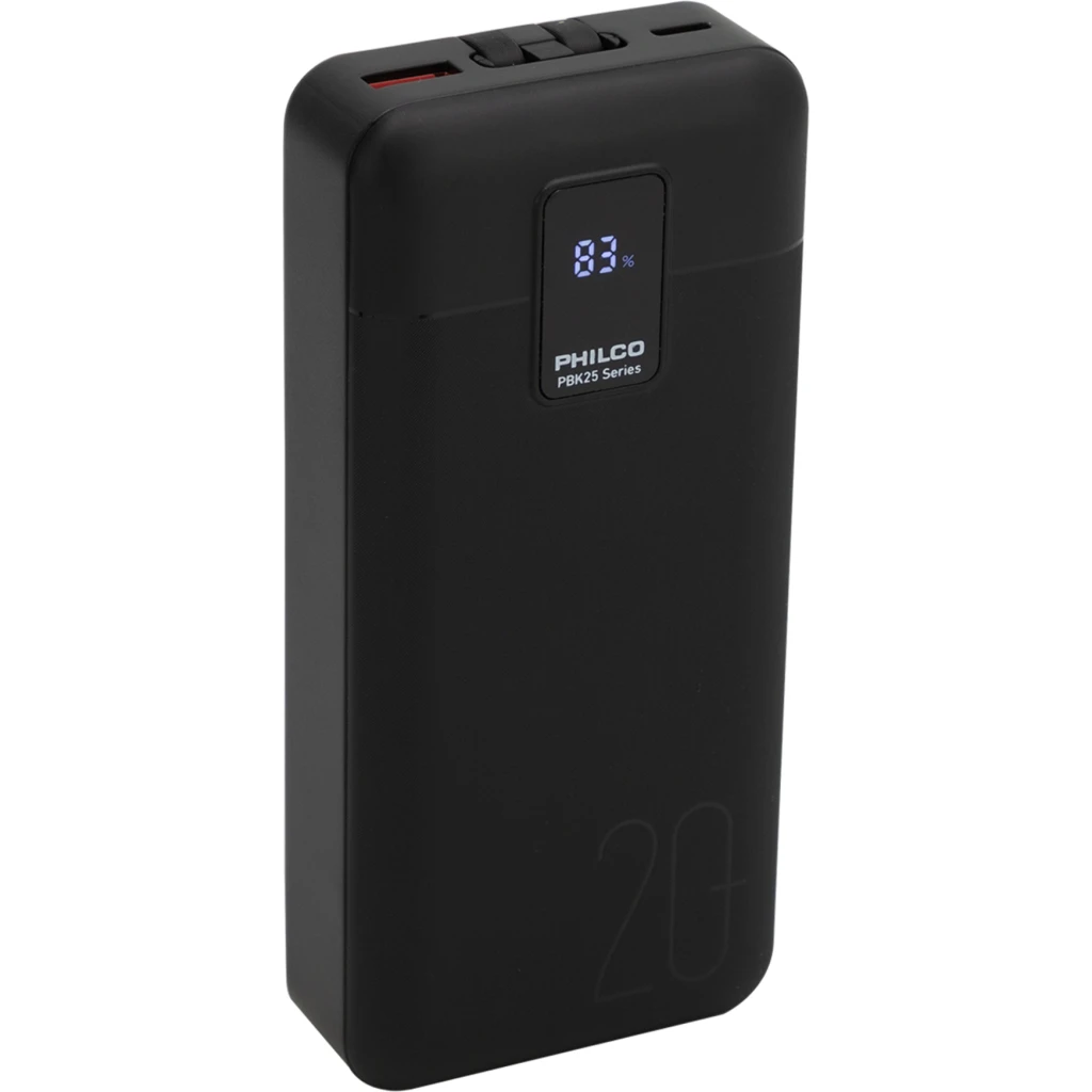Power Bank Philco PBK25-20K 20.000mAh  PD 22.5W Color negro
