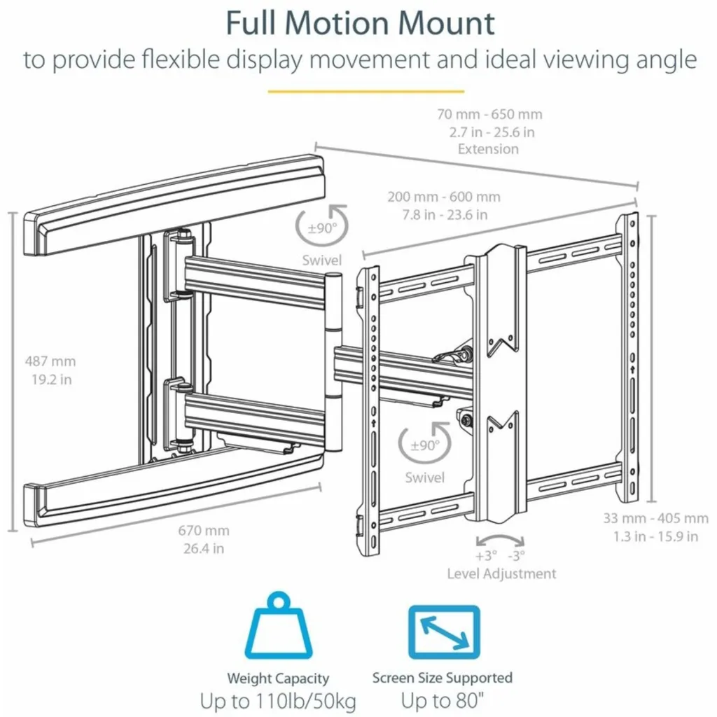 Imagen 3 de Soporte a Pared Articulado para TV hasta 80" 45kg VESA con Brazo - StarTech