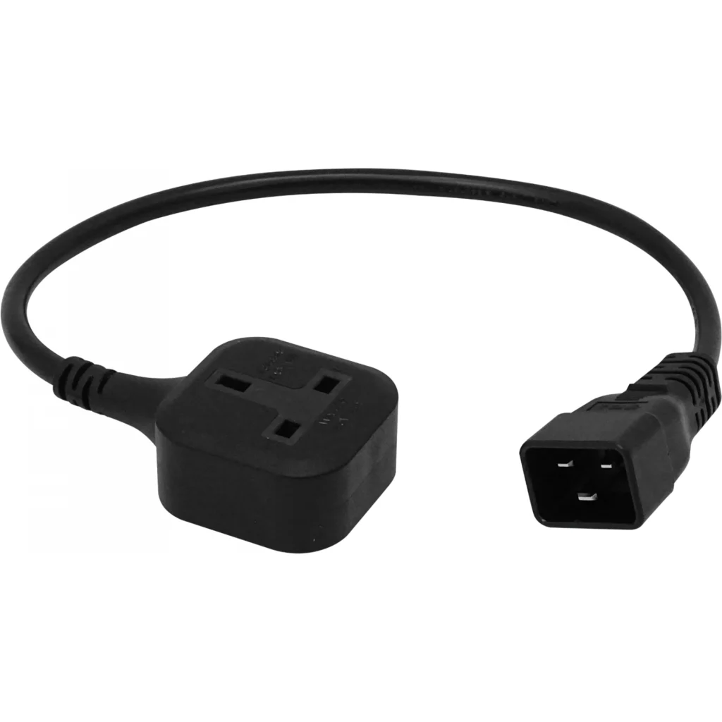 C20-Macho UK-Hembra Cable Poder 0,5mt Negro 50cm