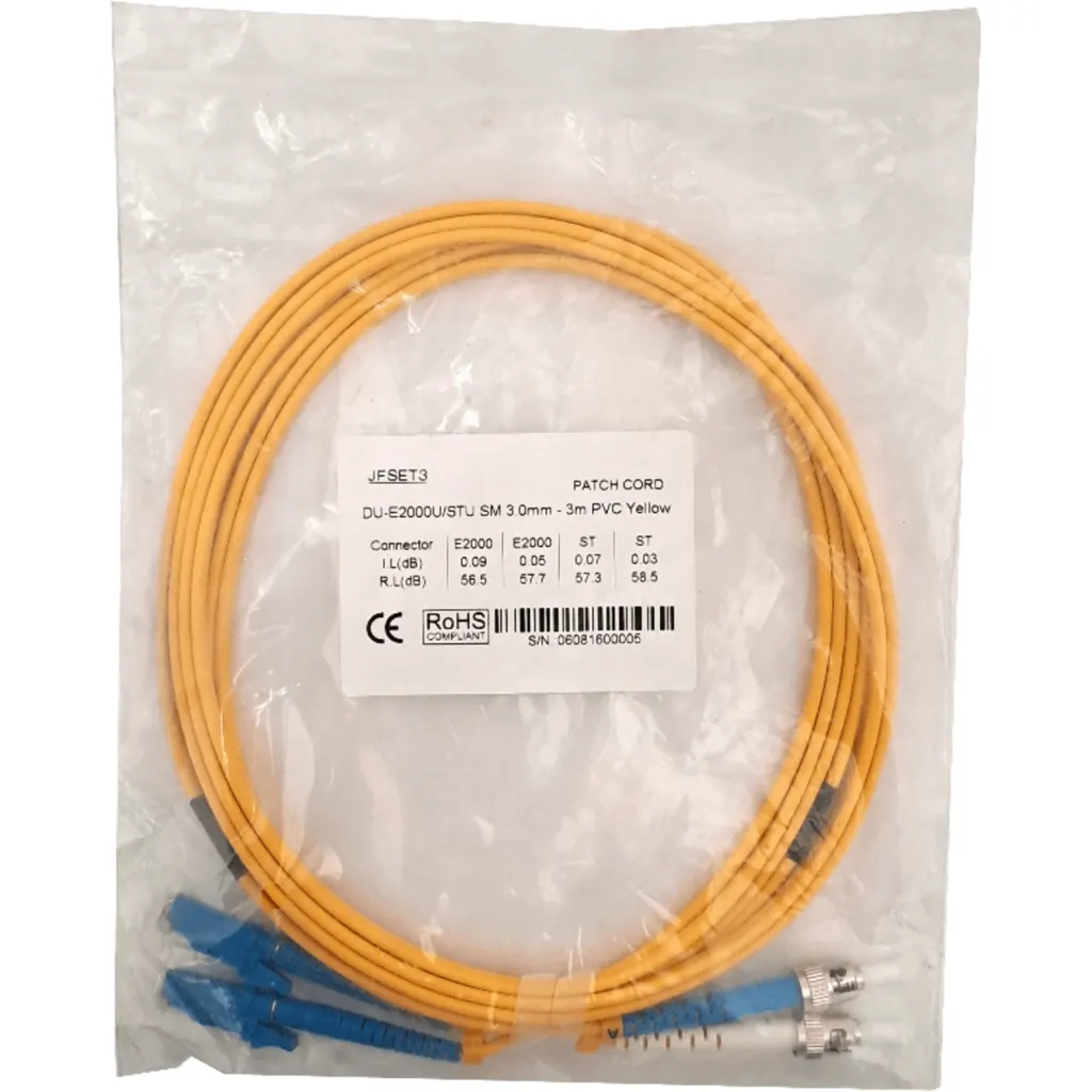 3mt E2000/UPC-ST/UPC MonoModo SM Duplex Jumper Cable Fibra 3.0mm 9/125