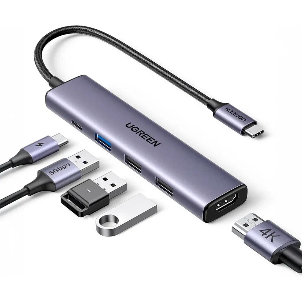 HUB Ugreen CM511 USB-C Multipuertos 4k 60Hz HDMI USB-A*3 PD 100W Aluminio