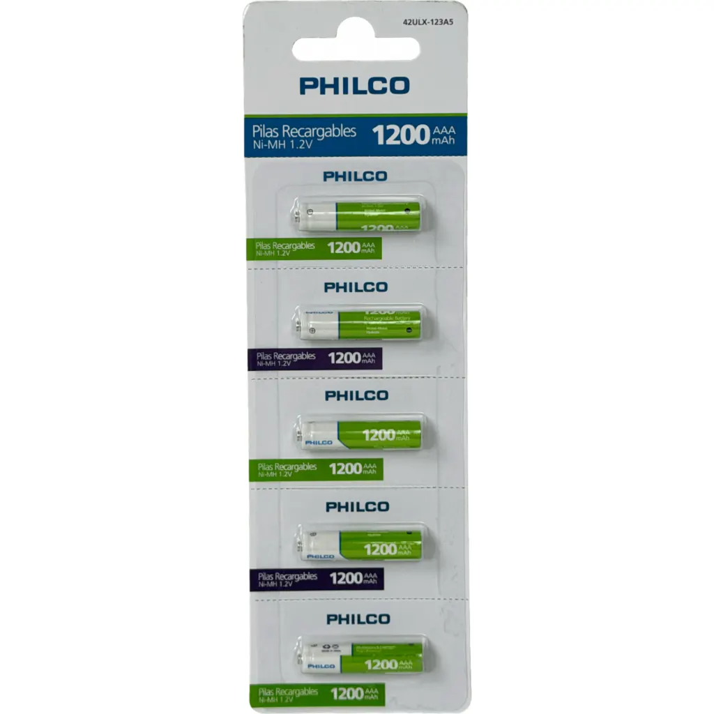 PHILCO AAA 5-Pila Recargable 1200mAh 1,2V Ni-MH Precargada 42ULX-123A5