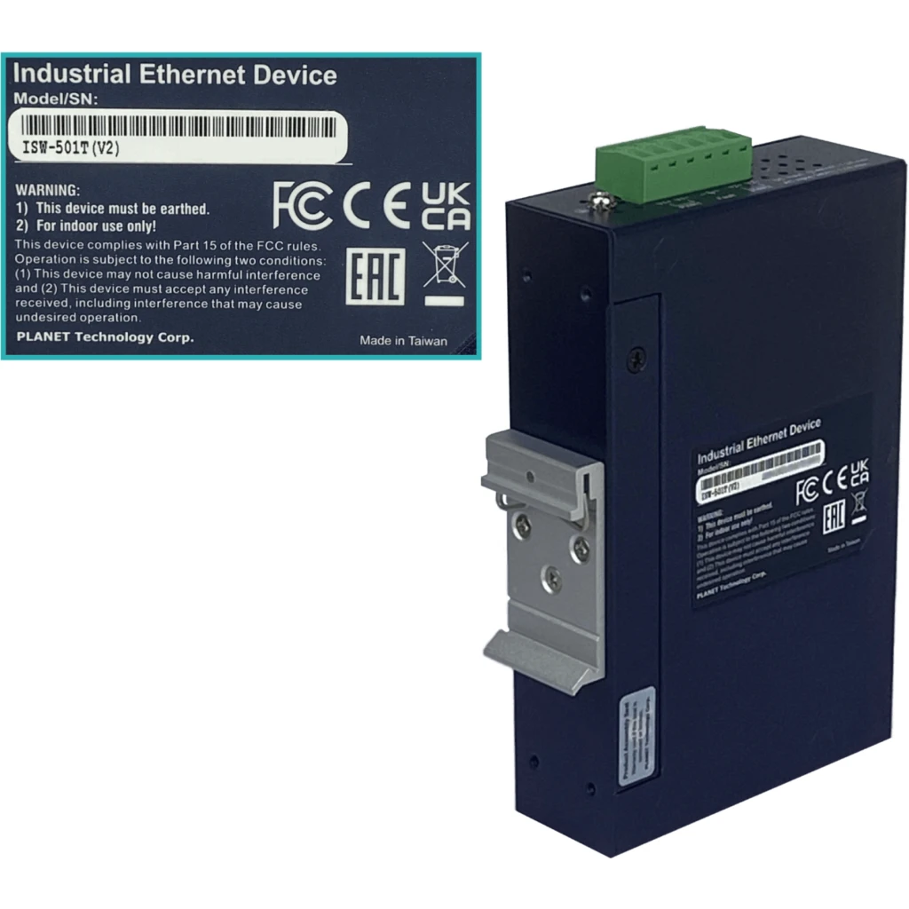 Imagen 2 de Switch Industrial Planet 5-100 5 Port 10/100TX No Admin Riel-DIN 12-48VDC