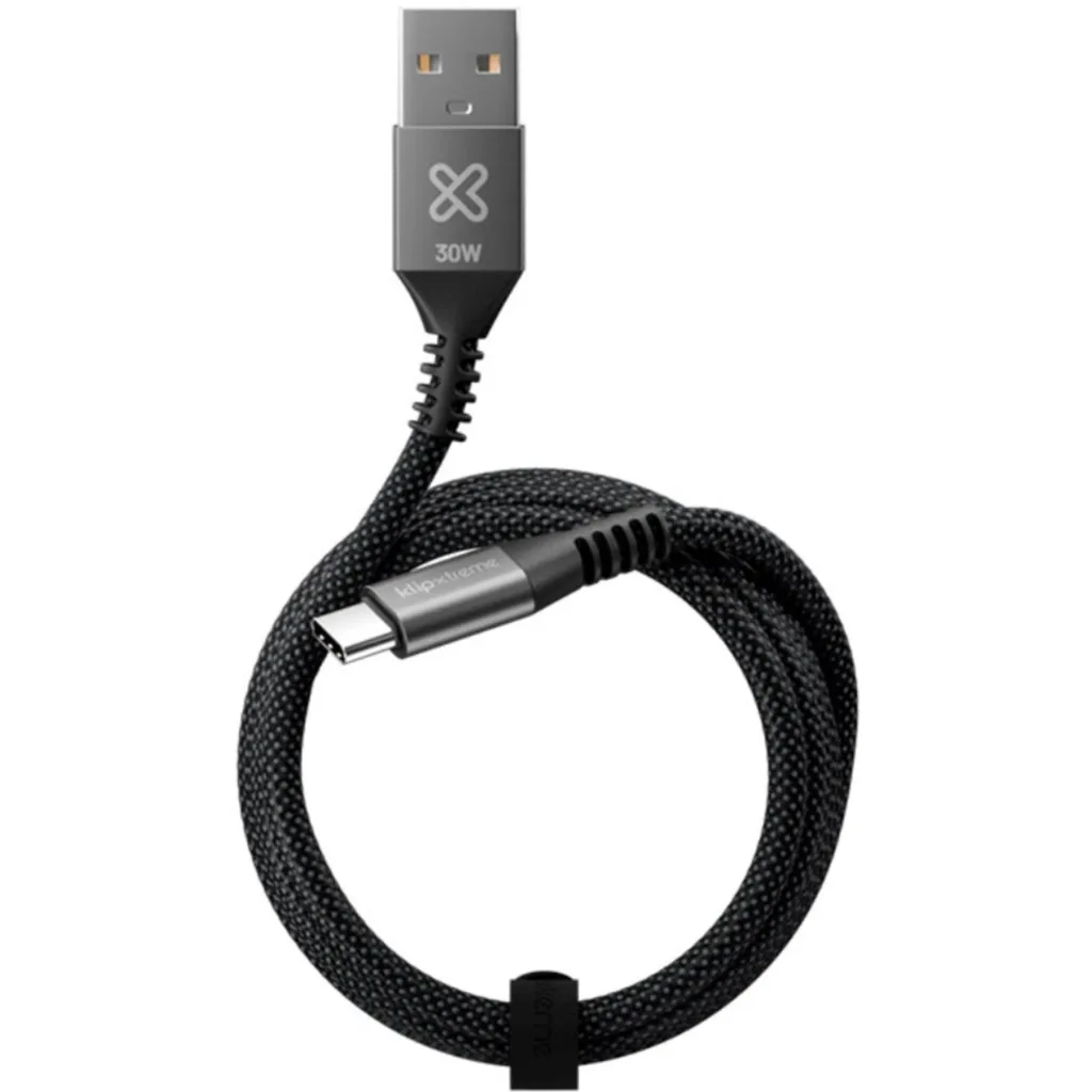 Imagen 1 de Klip Xtreme - USB cable - 24 pin USB-C - 9 pin USB Type A - 3 m - Black - 30W Braided Fast charging