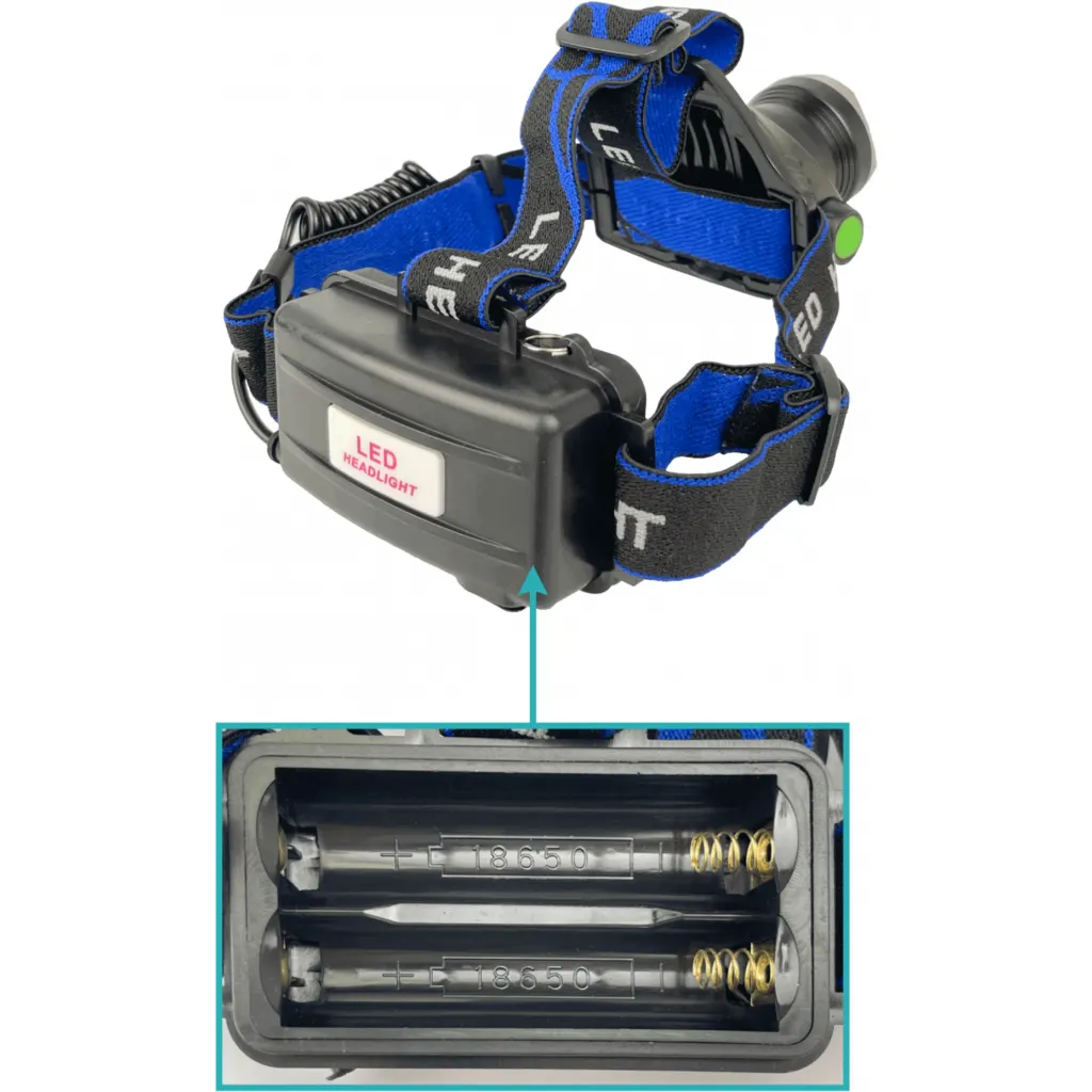 Imagen 1 de Linterna 1-LED Cintillo p/Cabeza inc-Pila-18650 Litio Recargable