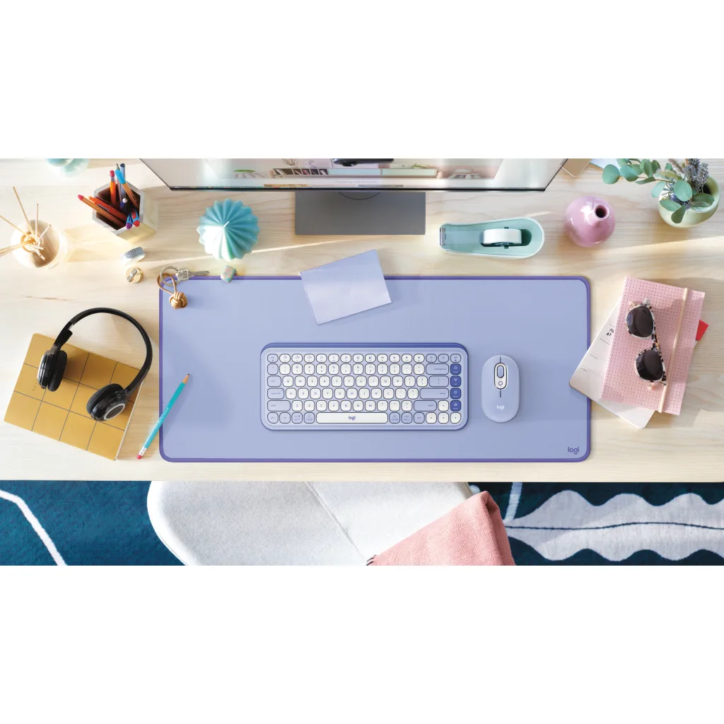 Imagen 6 de Mouse Pad Gamer Logitech Desk Mat Studio, 300*700*2mm Poliéster reciclado Lila
