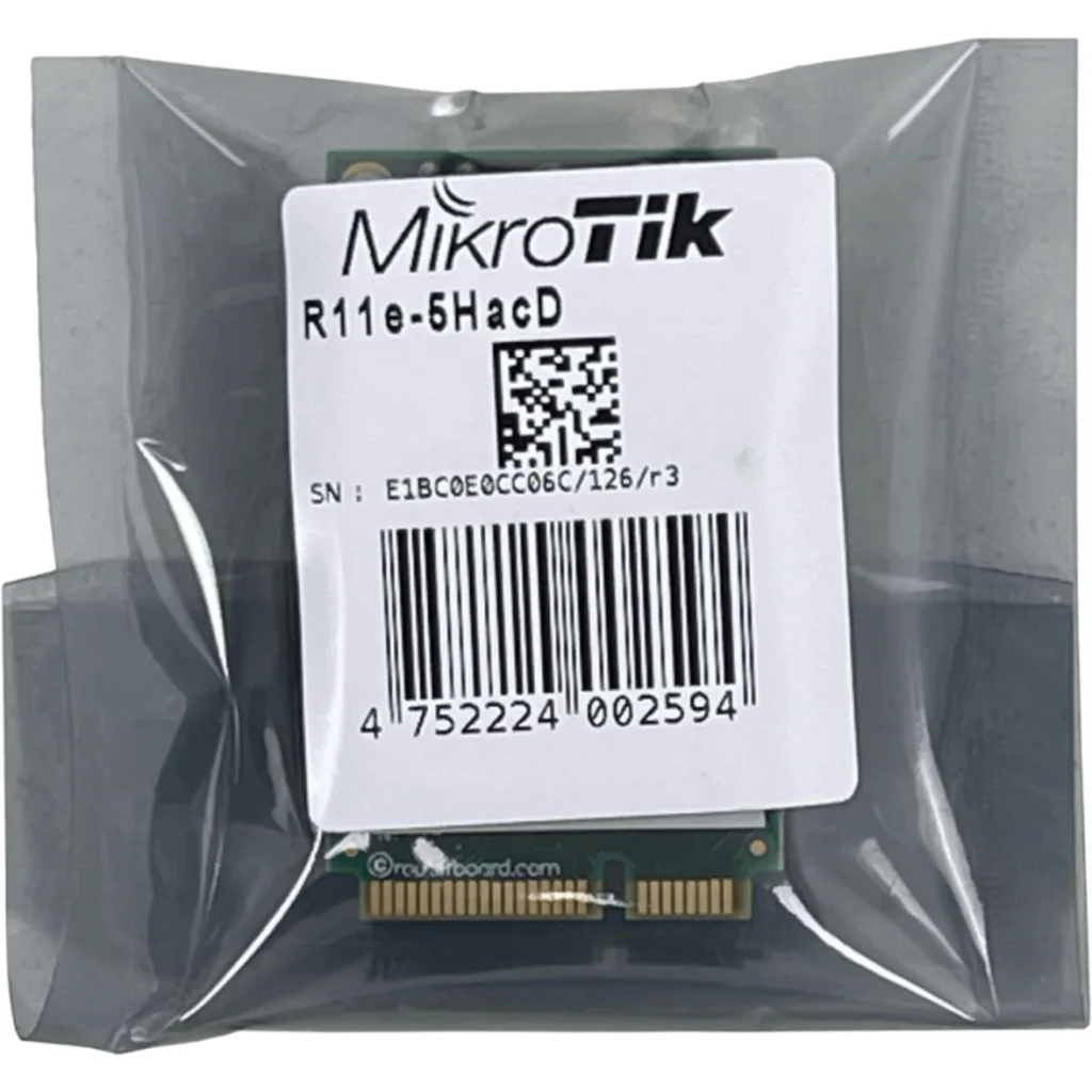 Imagen 1 de Tarjeta miniPCIe Wi-Fi 5GHz 802.11ac dual chain, orientada a enlaces de alta velocidad y actualización inalámbrica en equipos RouterBOARD.