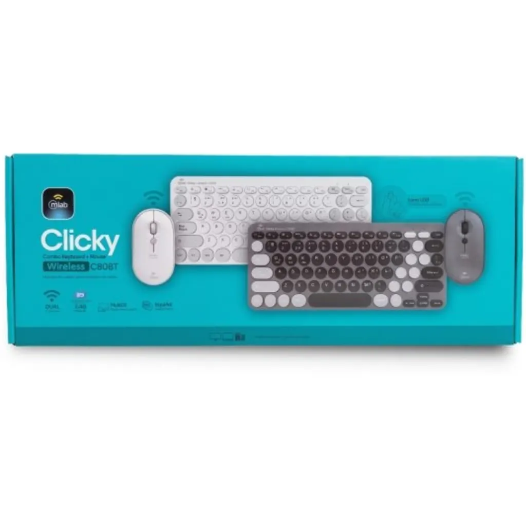 Imagen 1 de MLAB KIT TECLADO Y MOUSE MINI BLUETOOTH + 2,4GHZ 1600DPI CLICKY C80BT GRAY/BLACK