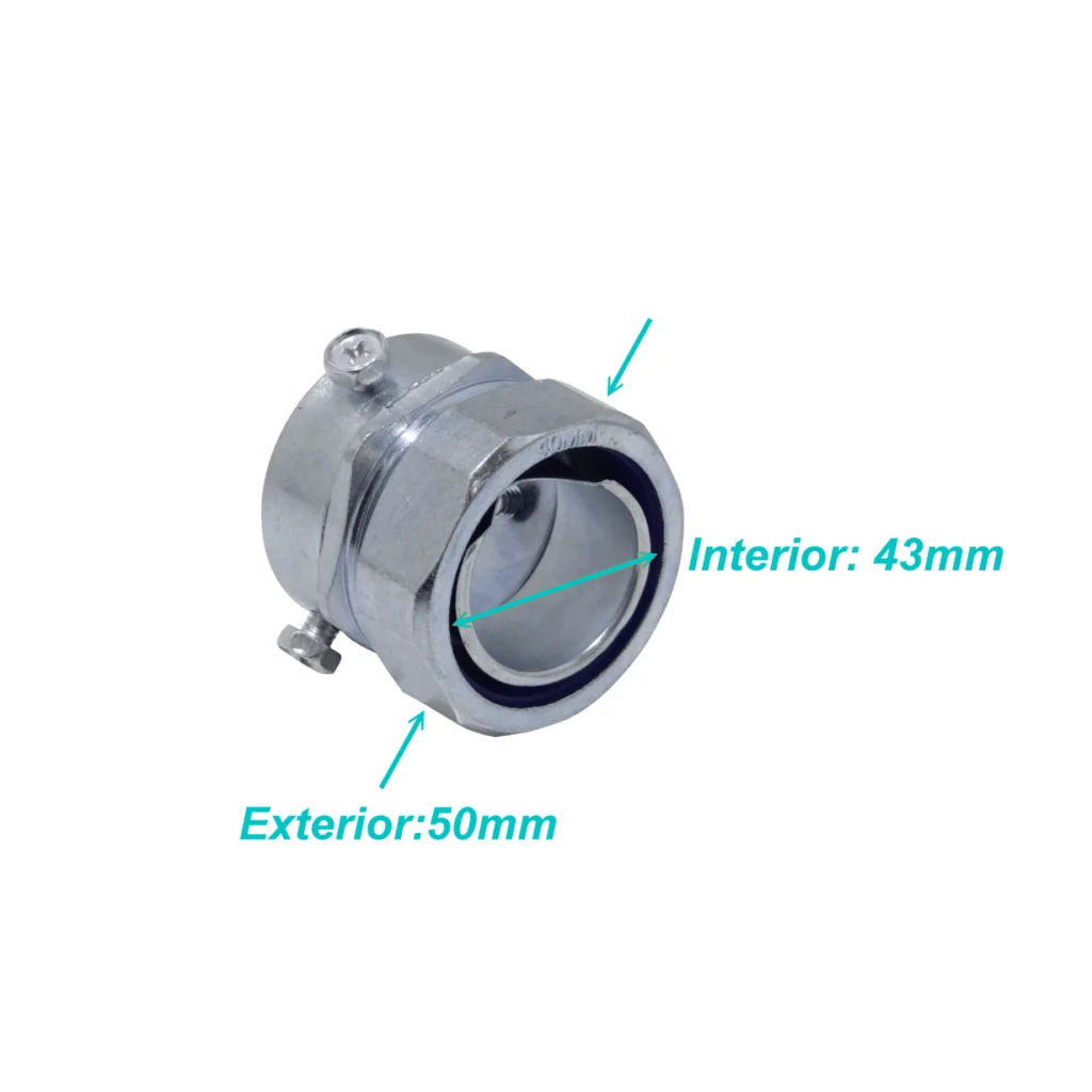 40mm Union EMT a Flexible Conduit Adaptador Metalico 28-43mm a 30mm