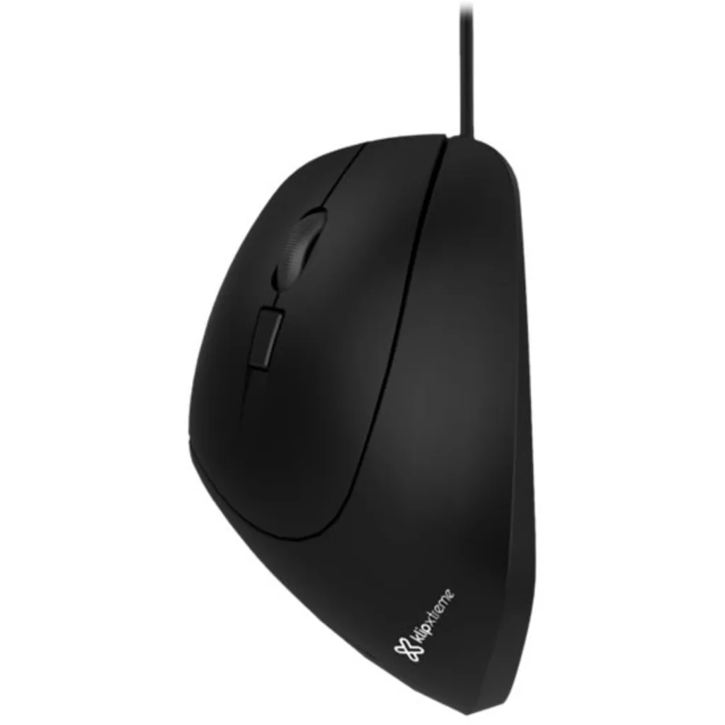 Imagen 6 de Mouse Ergonómico Alámbrico KlipX KMO-506 Óptico 1600dpi 6 Botones USB Negro