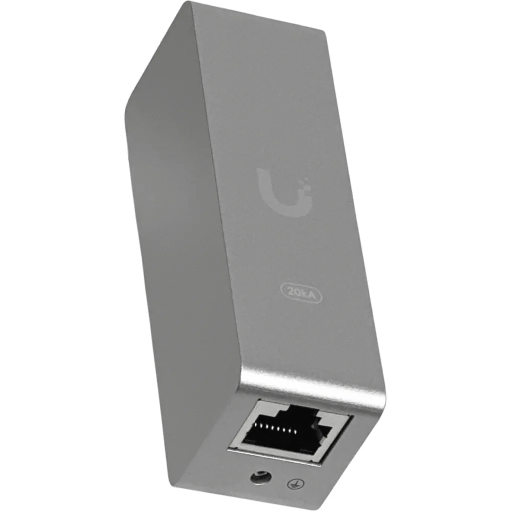 Imagen 1 de UBIQUITI RielDin 20kA Protector Sobretension 2-RJ45 10Gbps PoE++