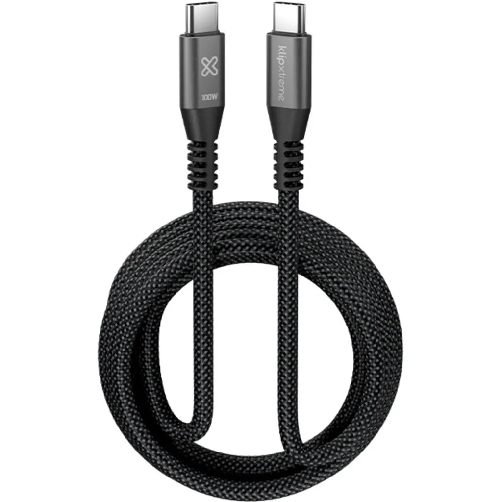 Klip Xtreme - USB cable - 24 pin USB-C - 3 m - Black - 100W Braided Fast charging