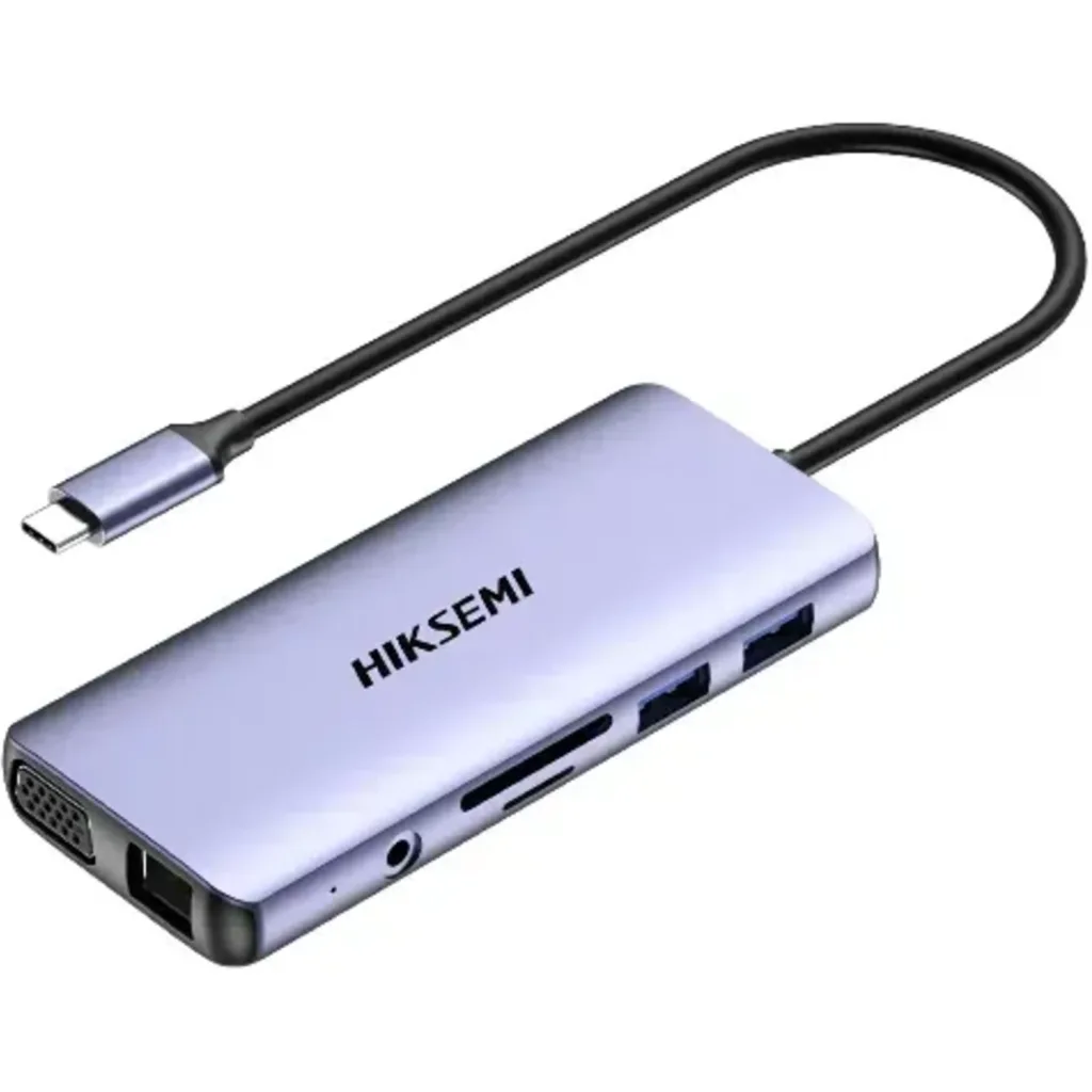 Imagen 3 de HUB Adaptador USB-C Hiksemi DS11, HDMI VGA LAN 2*USB3.0 2*USB2.0 USB-C Jack mic